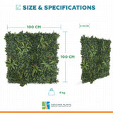 Dense Green Meadows Vertical Garden / Green Wall UV Resistant 1m x 1m