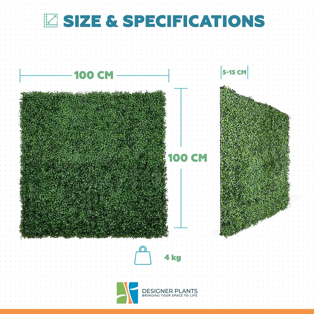 Boxwood Hedge Screen Green Wall Panel UV Resistant 100cm x 100cm