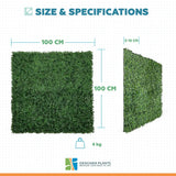 Boxwood Hedge Screen Green Wall Panel UV Resistant 100cm x 100cm