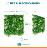 White Grassy Greenery Vertical Garden / Green Wall UV Resistant 100cm x 100cm