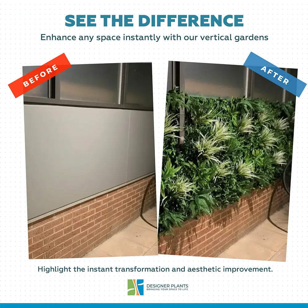 White Grassy Greenery Vertical Garden / Green Wall UV Resistant 100cm x 100cm