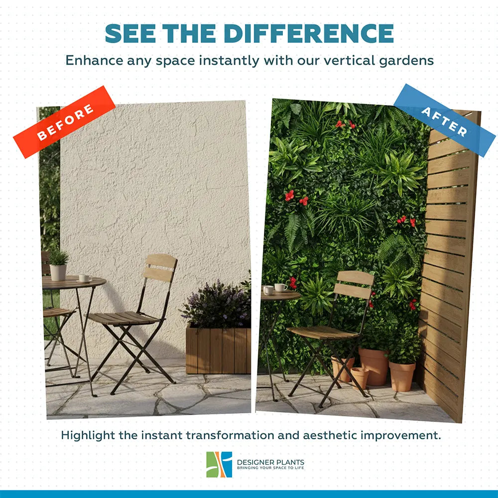 Elegant Red Rose Vertical Garden / Green Wall UV Resistant 100cm x 100cm