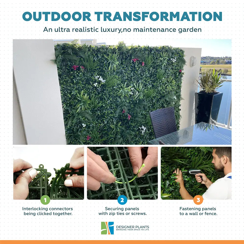 Flowering Lilac Vertical Garden / Green Wall UV Resistant 100cm x 100cm Panel