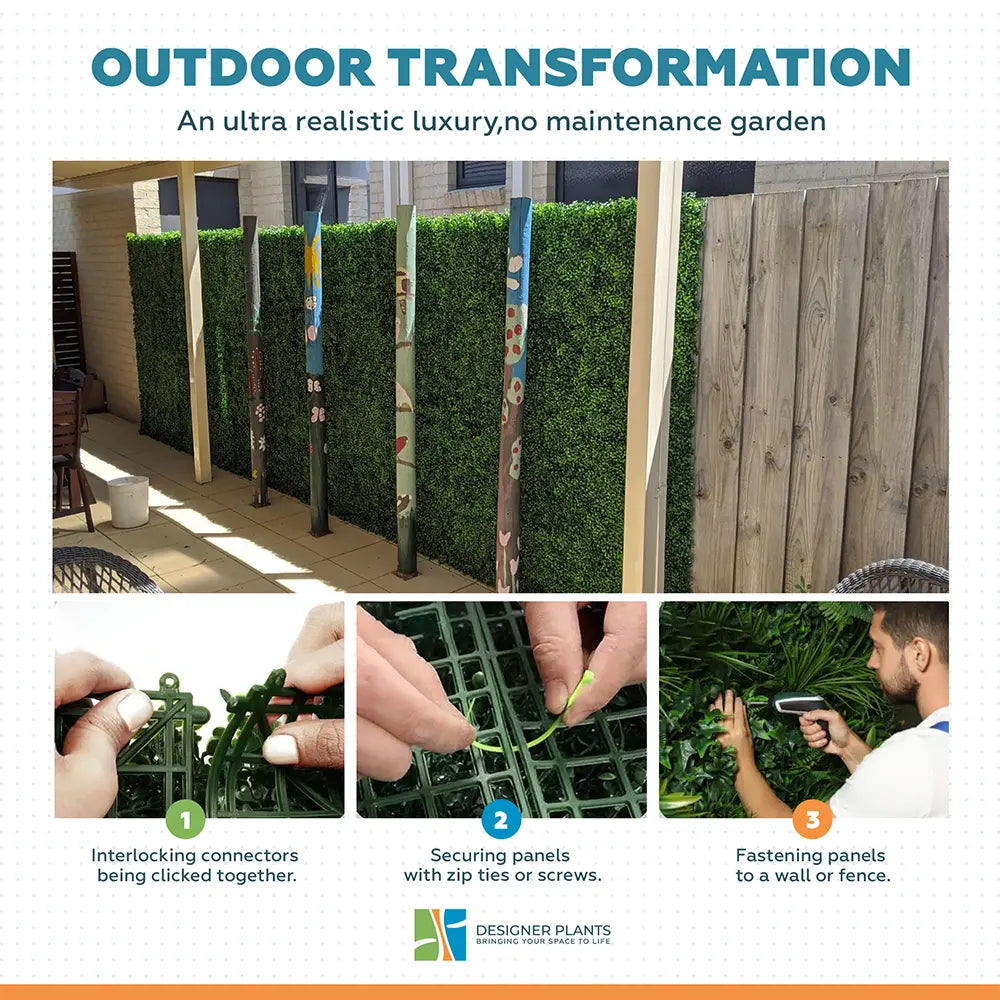 Mixed Boxwood Hedge Panels / Screens UV Resistant 1m x 1m