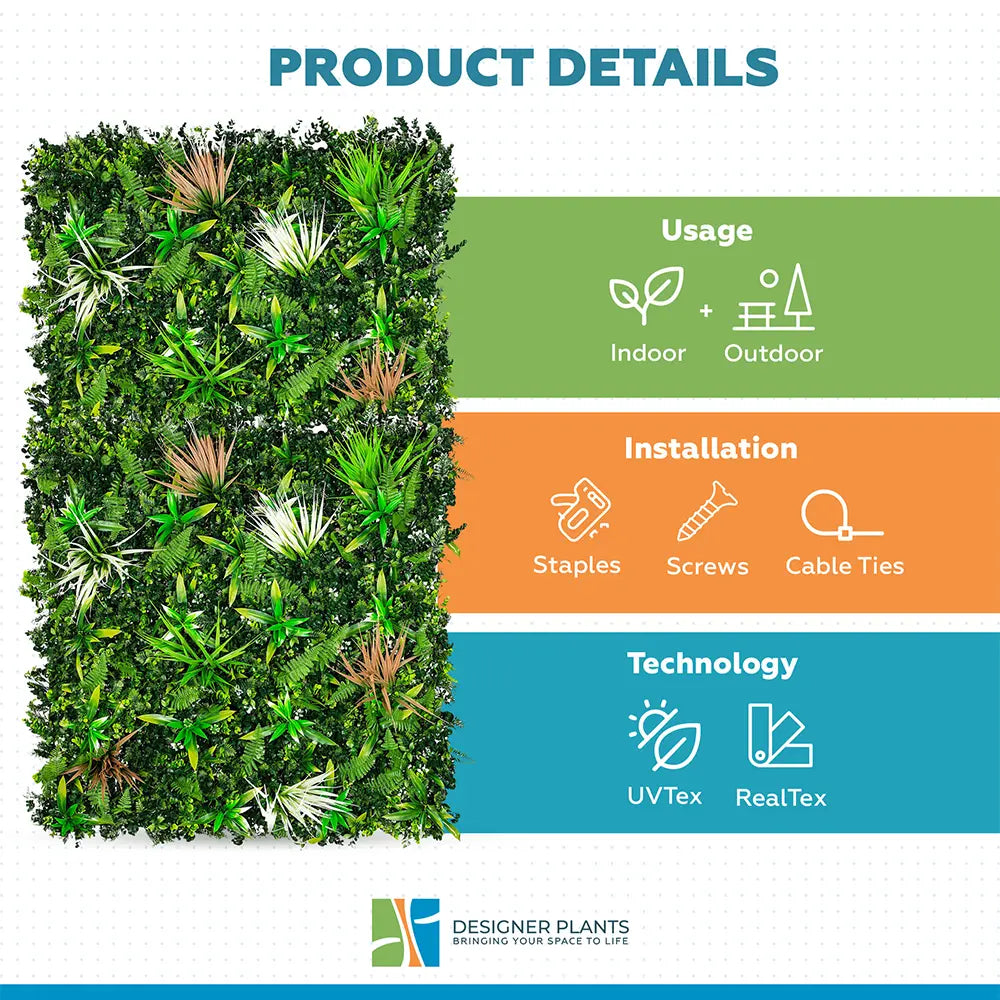 Wild Tropics Vertical Garden / Green Wall UV Resistant 100cm x 100cm