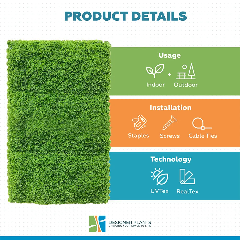 Fresh Natural Green Artificial Moss / Green Wall UV Resistant 1m x 1m