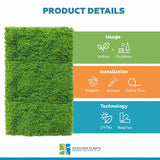Fresh Natural Green Artificial Moss / Green Wall UV Resistant 1m x 1m