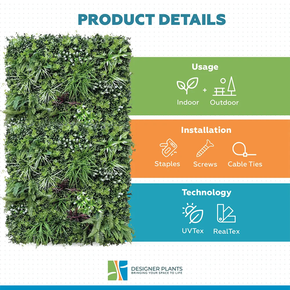Luxury Vista Green Recycled Vertical Garden / Green Wall UV Resistant 100cm x 100cm