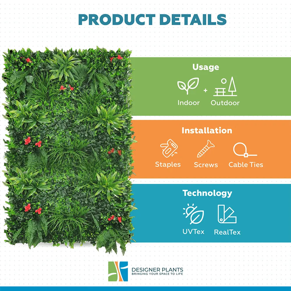 Elegant Red Rose Vertical Garden / Green Wall UV Resistant 100cm x 100cm