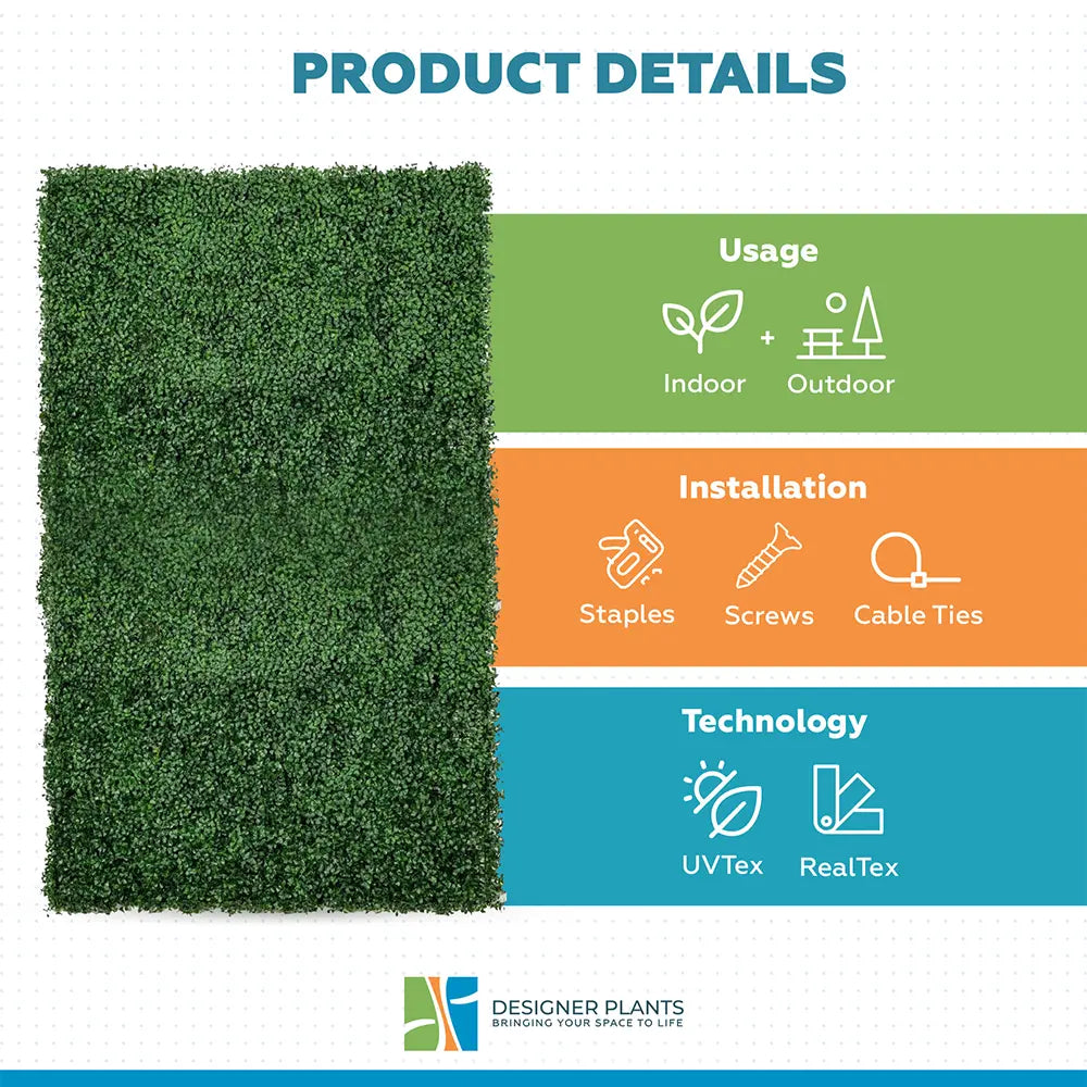 Boxwood Hedge Screen Green Wall Panel UV Resistant 100cm x 100cm