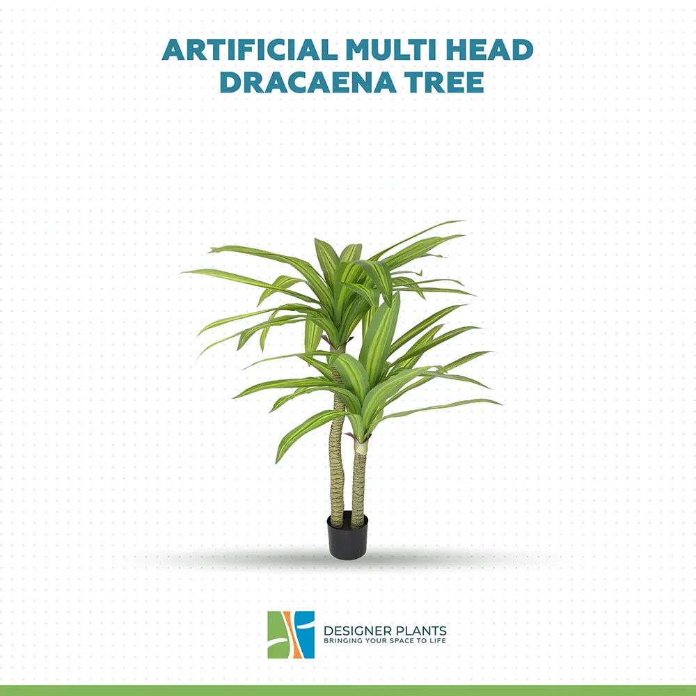 Artificial Multi Head Dracaena Tree with Mixed Green Leaves (Real Touch) 130cm
