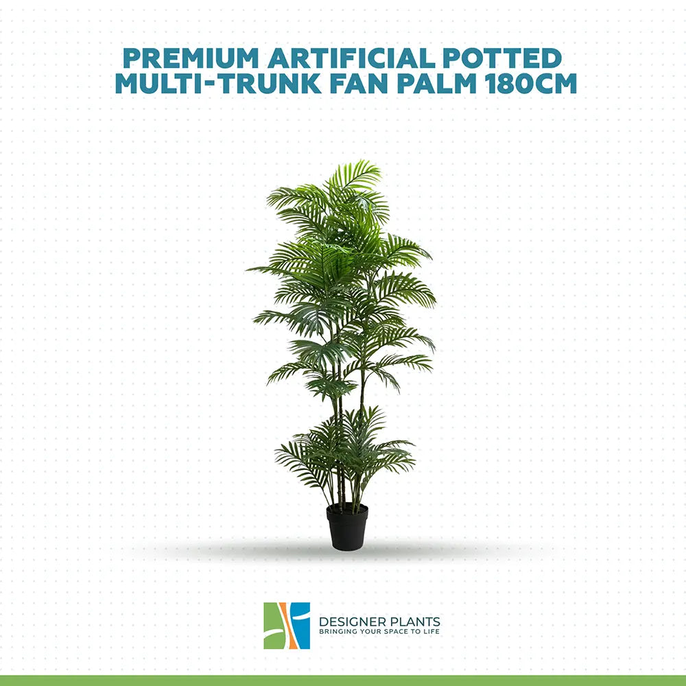 Premium Artificial Potted Multi-trunk Fan Palm 180cm