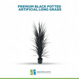 Premium Black Potted Artificial Long Grass (Yucca Grass) 115cm UV Resistant