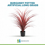 Burgundy Potted Artificial Long Grass (Yucca Grass) 75cm UV Resistant