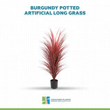 Burgundy Potted Artificial Long Grass (Yucca Grass) 115cm UV Resistant