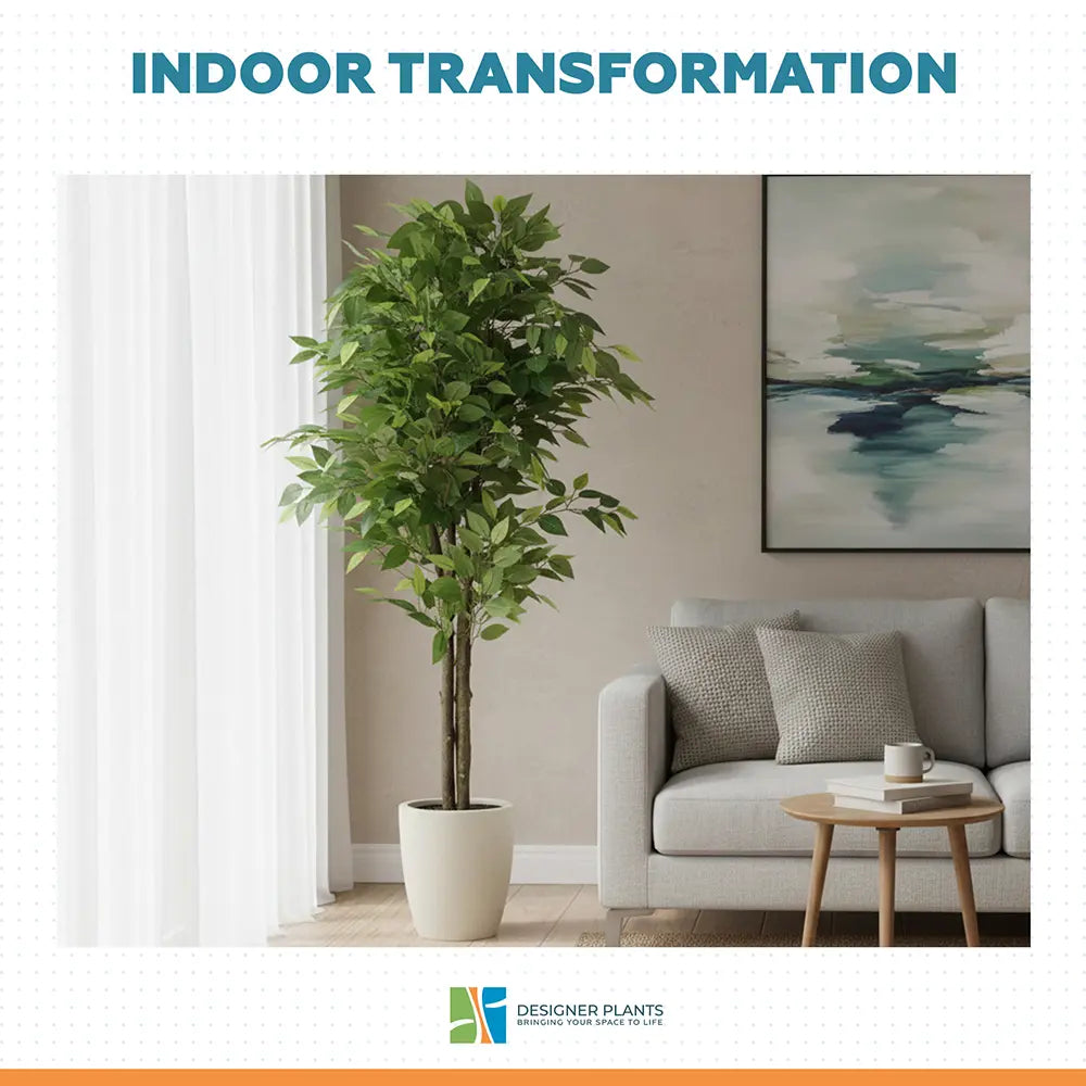 Premium Bushy Potted Artificial Ficus Tree 140cm
