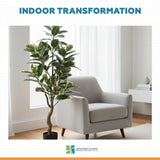 Artificial Bushy Variegated Ficus Tree (Rubber Tree) 120cm