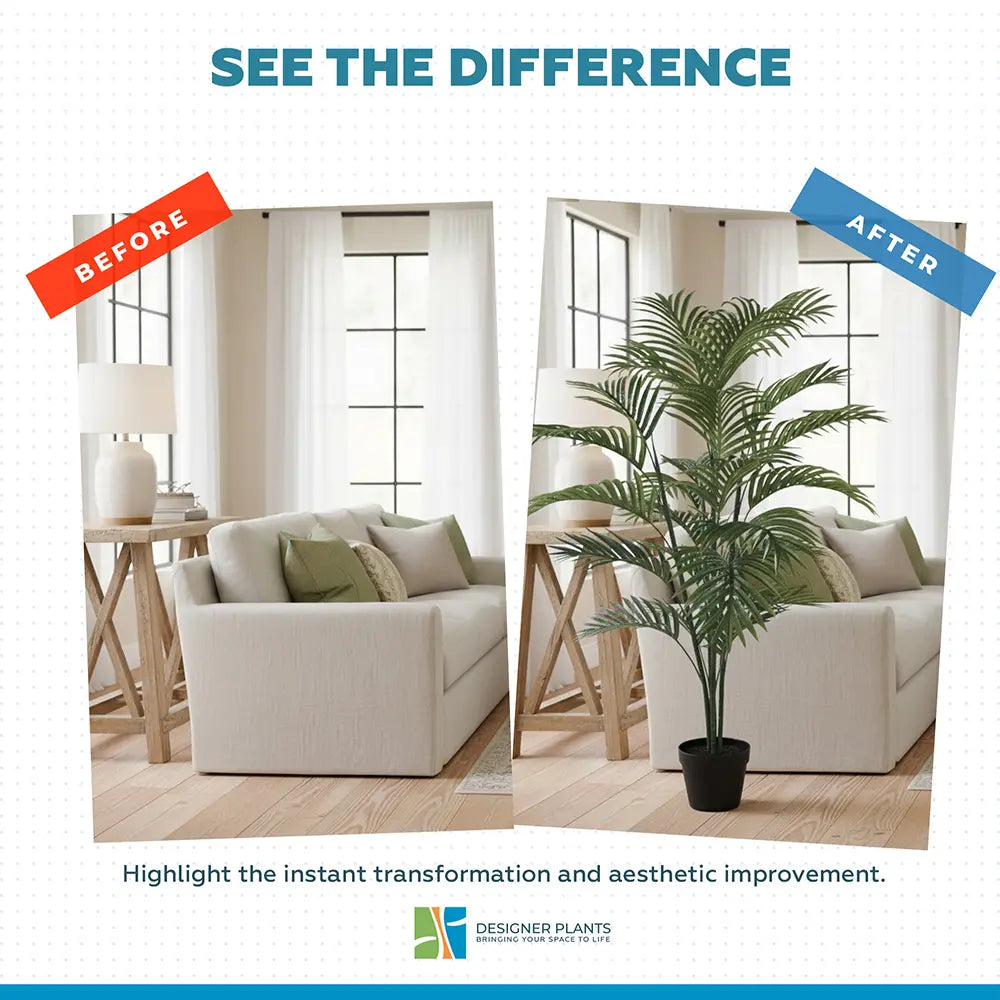 Potted Bushy Artificial Areca Palm Tree 120cm