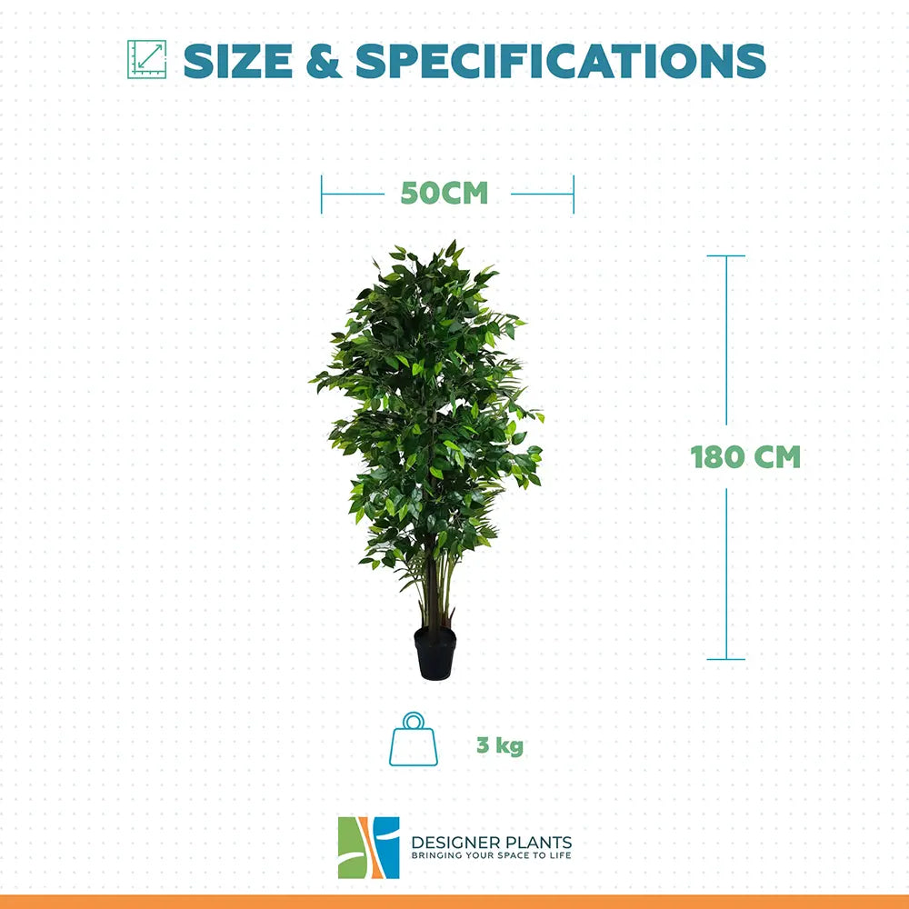 Mixed Green Bushy Artificial Ficus Tree 180cm