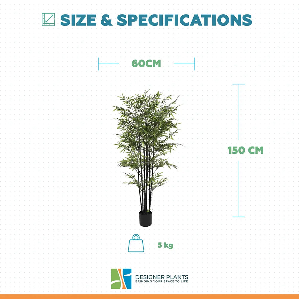 Premium Dense Artificial Black Bamboo 150cm