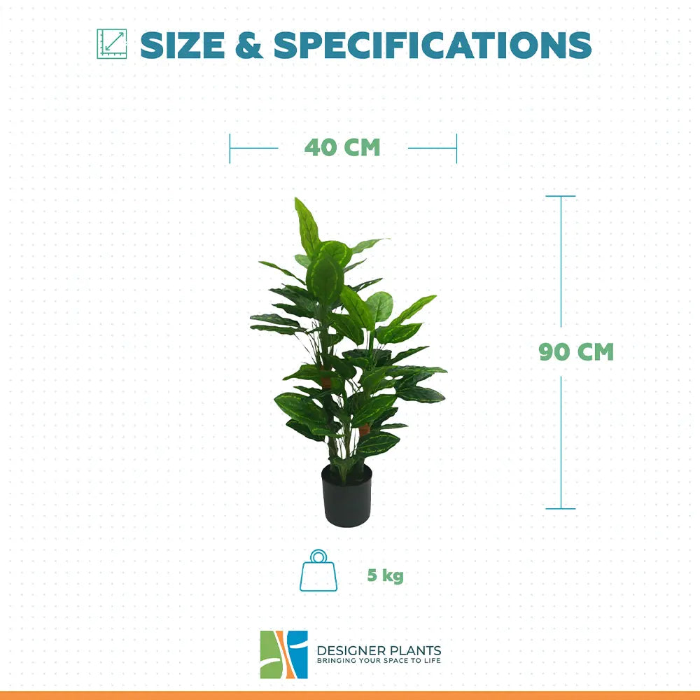 Premium Artificial Cordyline Fructicosa Green / Ti Plant 90cm