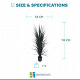Premium Black Potted Artificial Long Grass (Yucca Grass) 115cm UV Resistant
