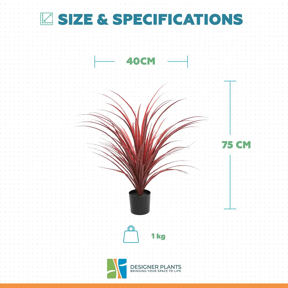 Burgundy Potted Artificial Long Grass (Yucca Grass) 75cm UV Resistant