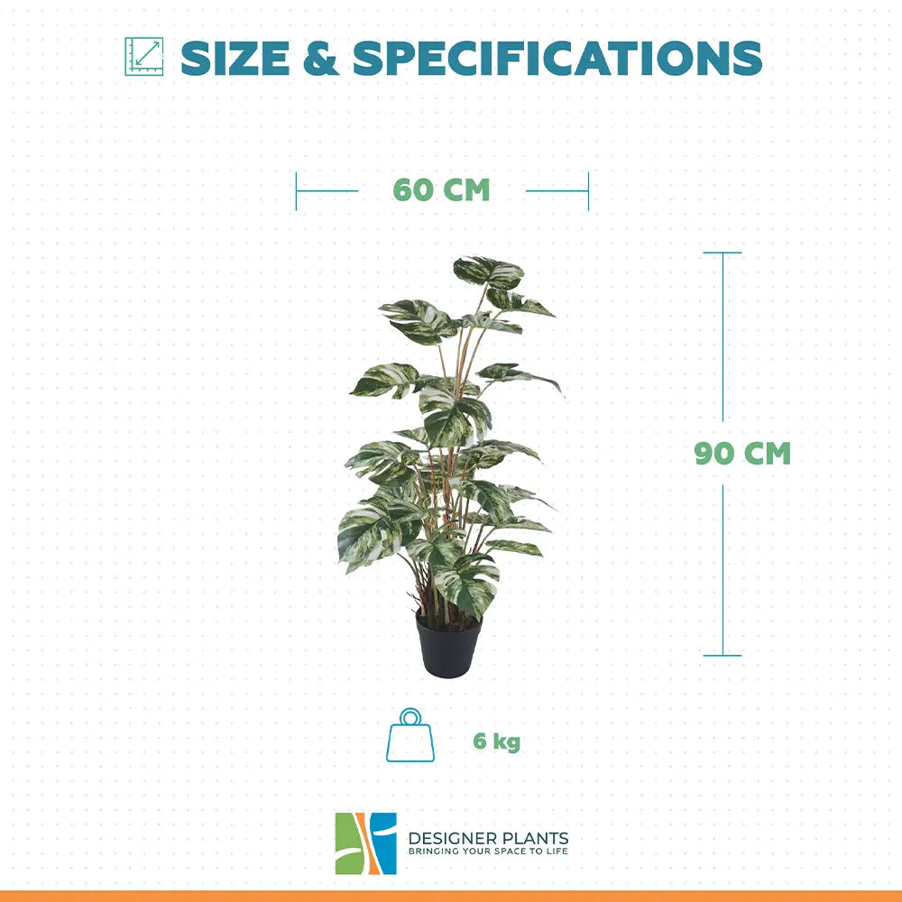 Premium Artificial Monstera Deliciosa / Variegated Monstera (Swiss Cheese) 90cm