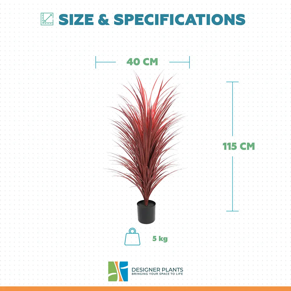 Burgundy Potted Artificial Long Grass (Yucca Grass) 115cm UV Resistant