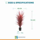 Burgundy Potted Artificial Long Grass (Yucca Grass) 115cm UV Resistant