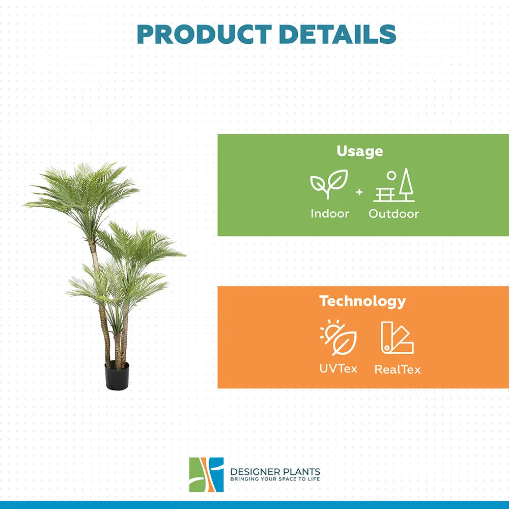 Artificial Parlour Palm Tree 180cm Multi Trunk UV Resistant
