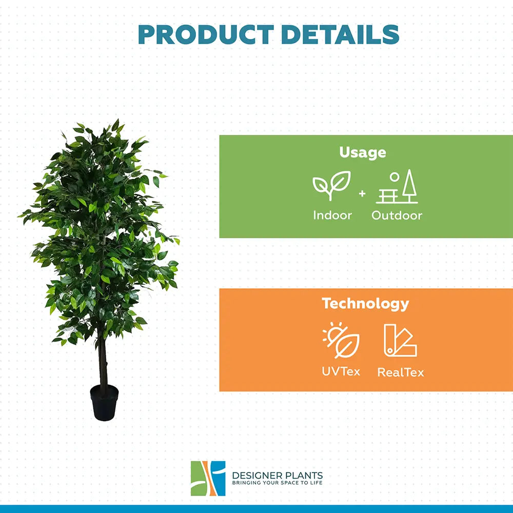Mixed Green Bushy Artificial Ficus Tree 180cm