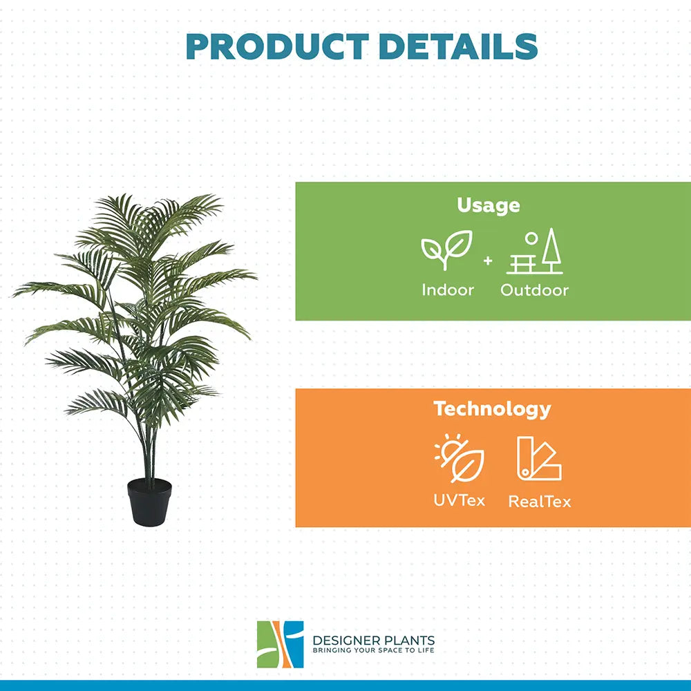Potted Bushy Artificial Areca Palm Tree 120cm