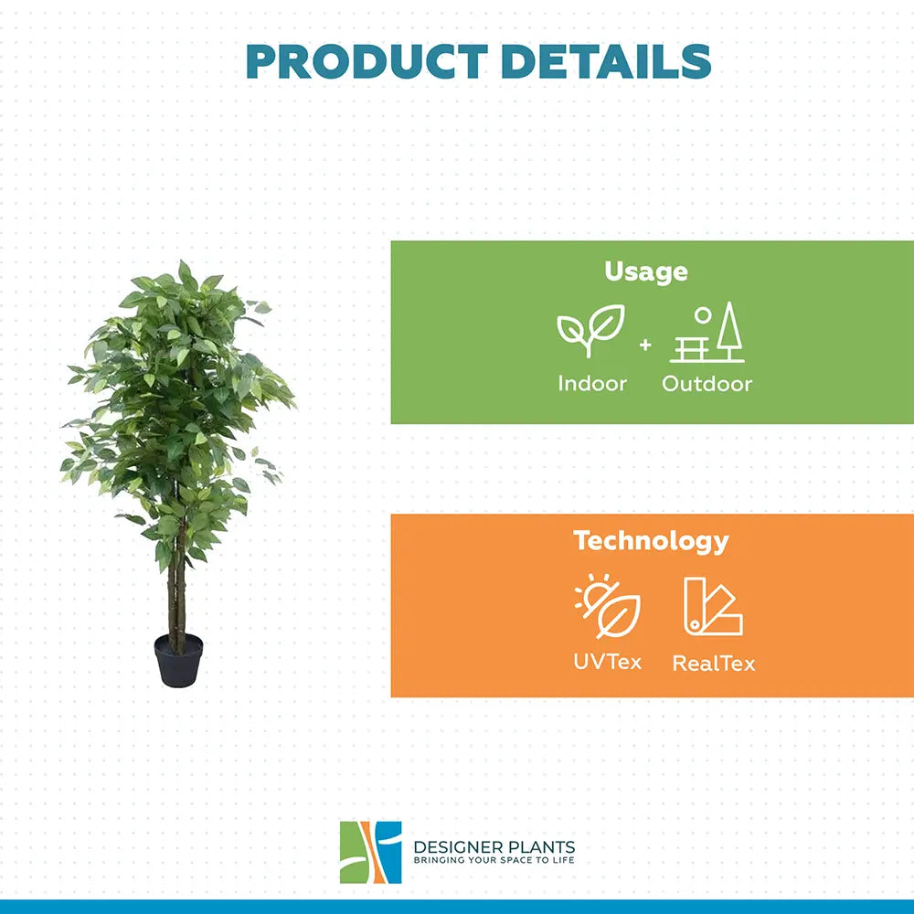 Premium Bushy Potted Artificial Ficus Tree 140cm