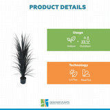 Premium Black Potted Artificial Long Grass (Yucca Grass) 115cm UV Resistant