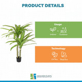 Artificial Multi Head Dracaena Tree with Mixed Green Leaves (Real Touch) 130cm