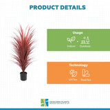 Burgundy Potted Artificial Long Grass (Yucca Grass) 115cm UV Resistant