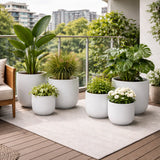 Luxury Egg-Shaped Ovate Planter Set of 5 | Premium Pot Range - Matt White - Designer Plants