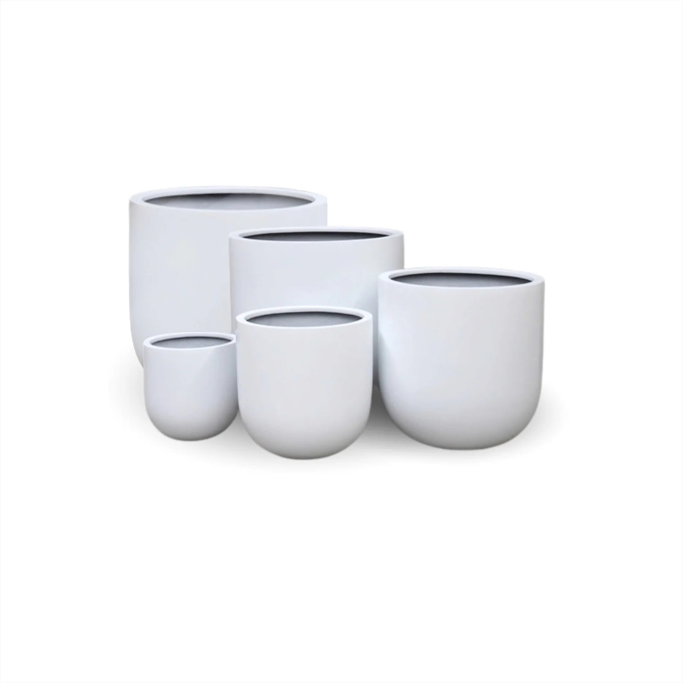 Luxury Egg-Shaped Ovate Planter Set of 5 | Premium Pot Range - Matt White
