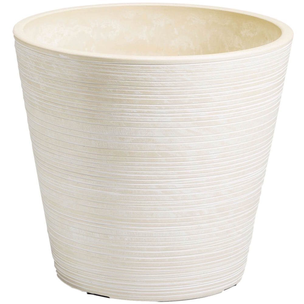 Cream and White Engraved Pot 14cm - Designer Plants