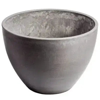 Gray textured pot on a white background