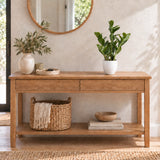60cm artificial Zanzibar plant in its supplied white pot on an oak entry console; other plants and furniture are styling props.