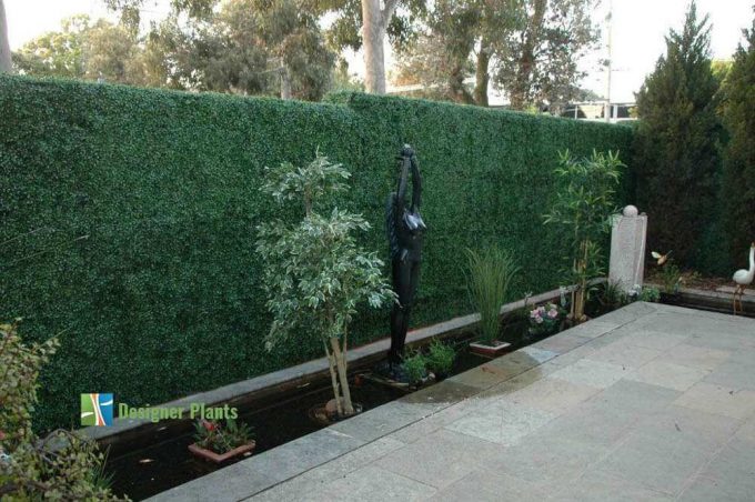 Outside With Statue and Green Wall Plants