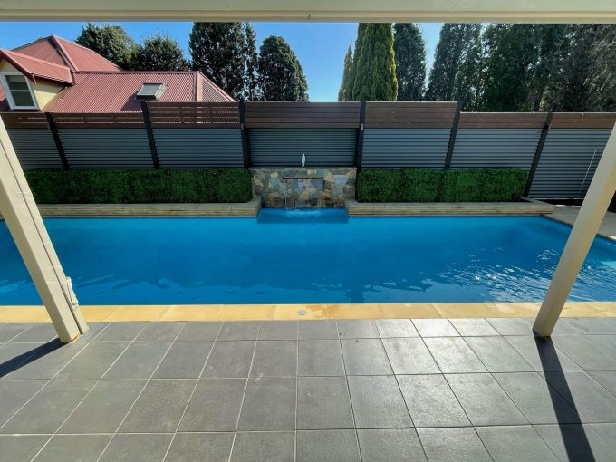 Artificial Boxwood Hedge Around Pool in Melbourne