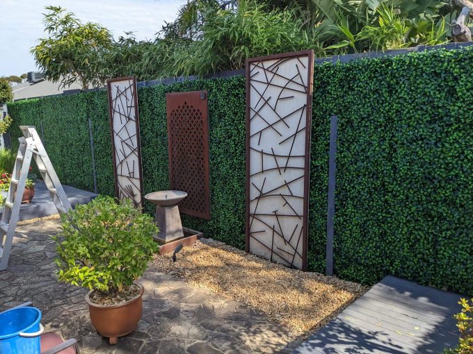 Artificial Hedge Panels with Jasmine Green Wall Mornington