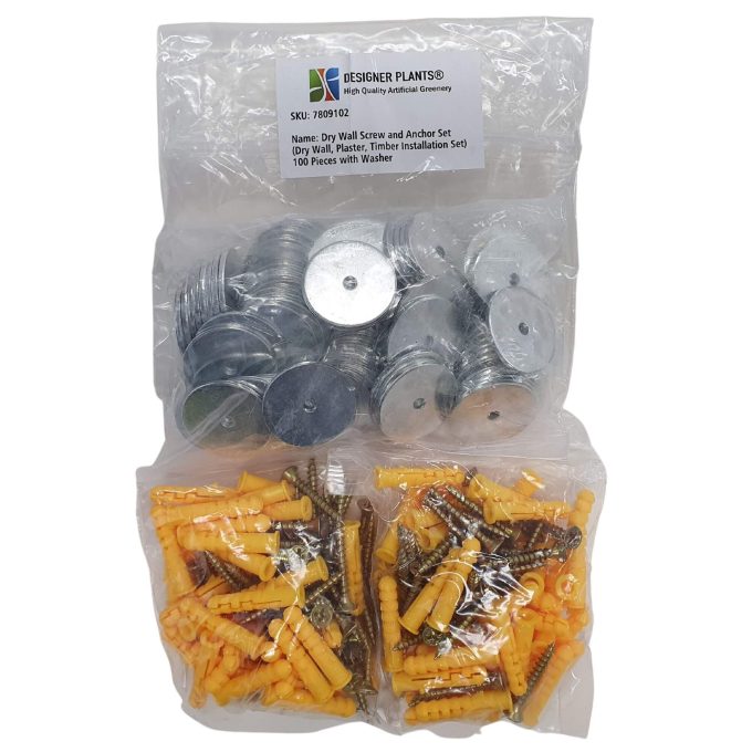 7809102 100pc Artificial Green Wall Install Kit with Screws Plugs and Washers (1)