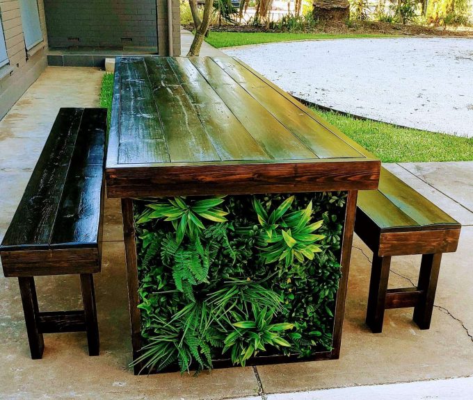 artificial green wall for cafe table
