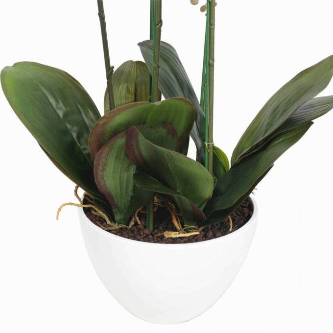 Bowl - artificial orchid - potted faux pink orchid