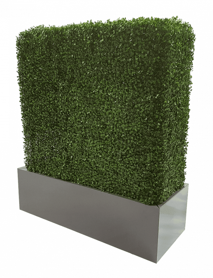 Metal planter for artificial hedges