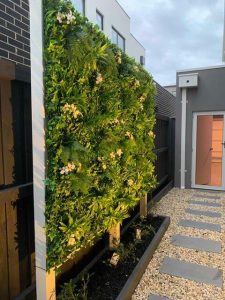 Snowy fake plant green wall panel vertical garden